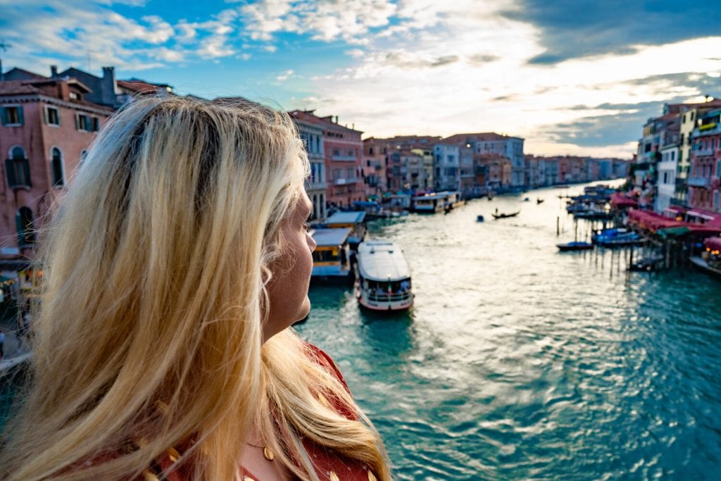 italy itinerary- me looking at the grand canal 