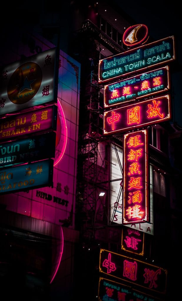 bangkok with kids- china town neon sign