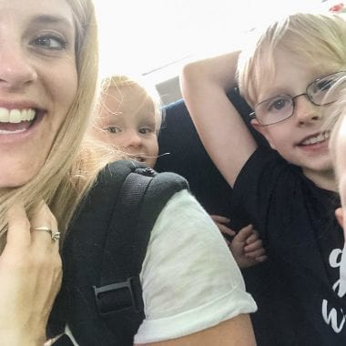 family travel- a selfie of my kids and I