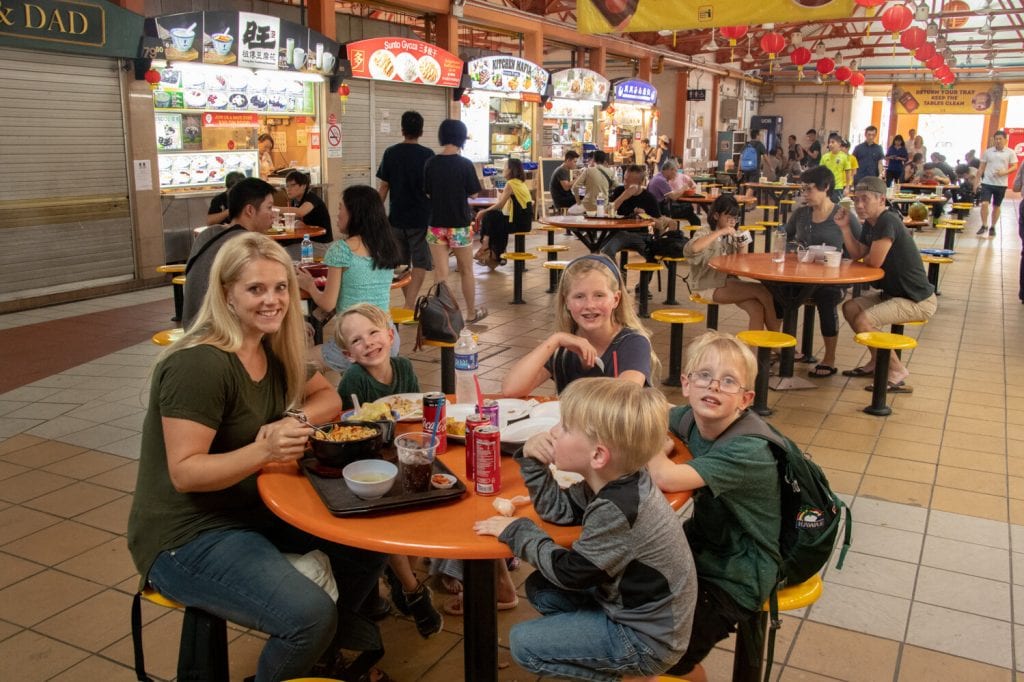 singapore travel guide- eating at a food court with my family