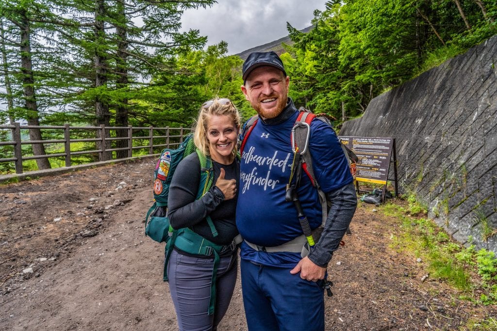 Chris and I preparing to hike Mt. Fuji