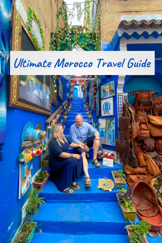 Morocco travel guide featuring colourful blue streets