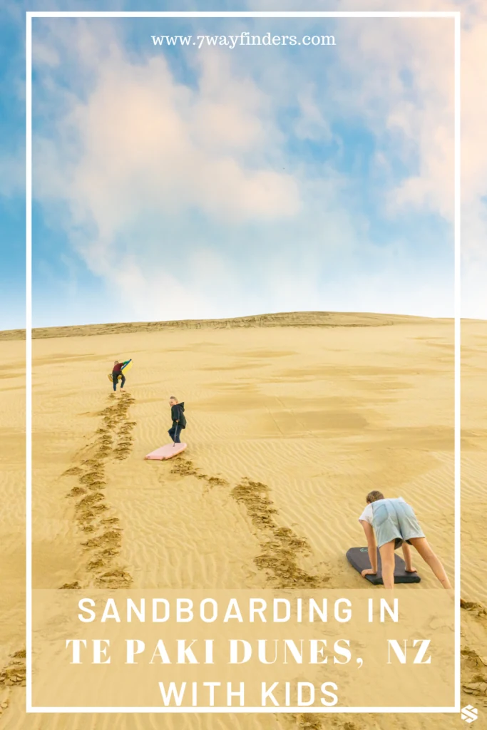 Sandboarding in Te Paki Dunes family travel guide